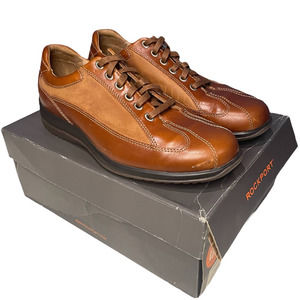 Rockport Mens Leather Oxford Shoes Size 7.5 M Brown Laced Tan Coleshill Sneakers